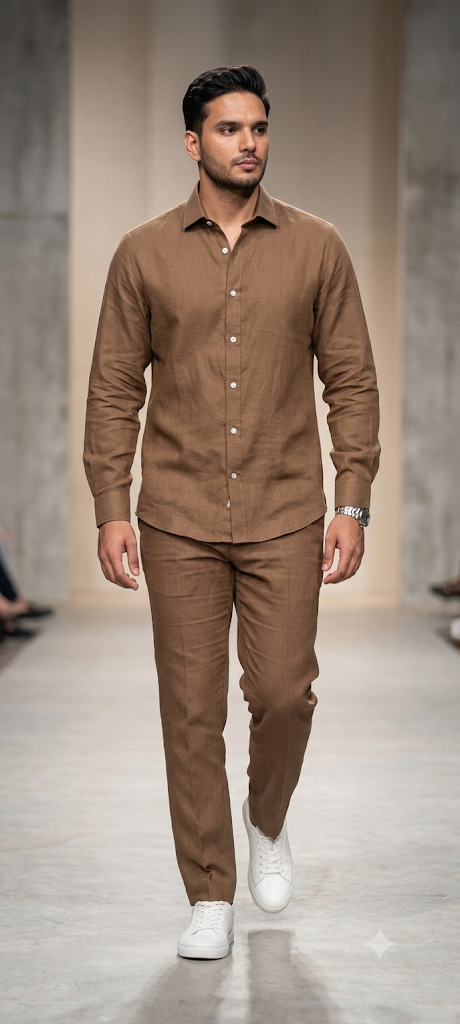 Men’s Summer Outfit – Linen Shirt & Pants Set