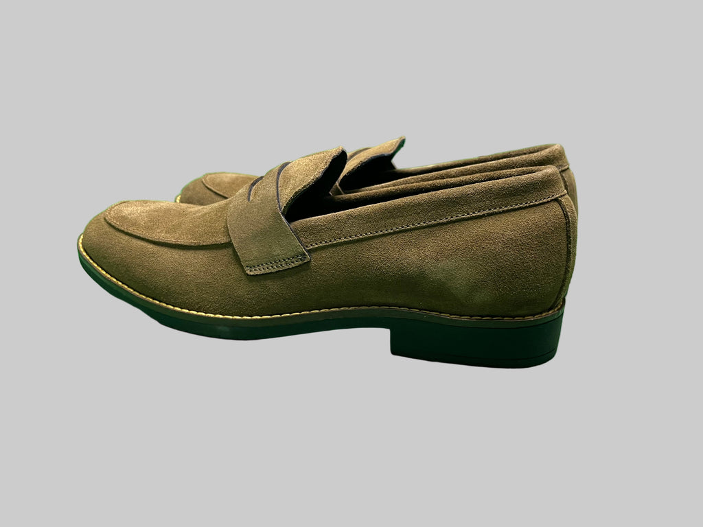 Olive Green Suede Leather Penny Loafer