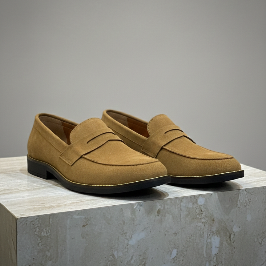 Tan Suede Leather Penny Loafer