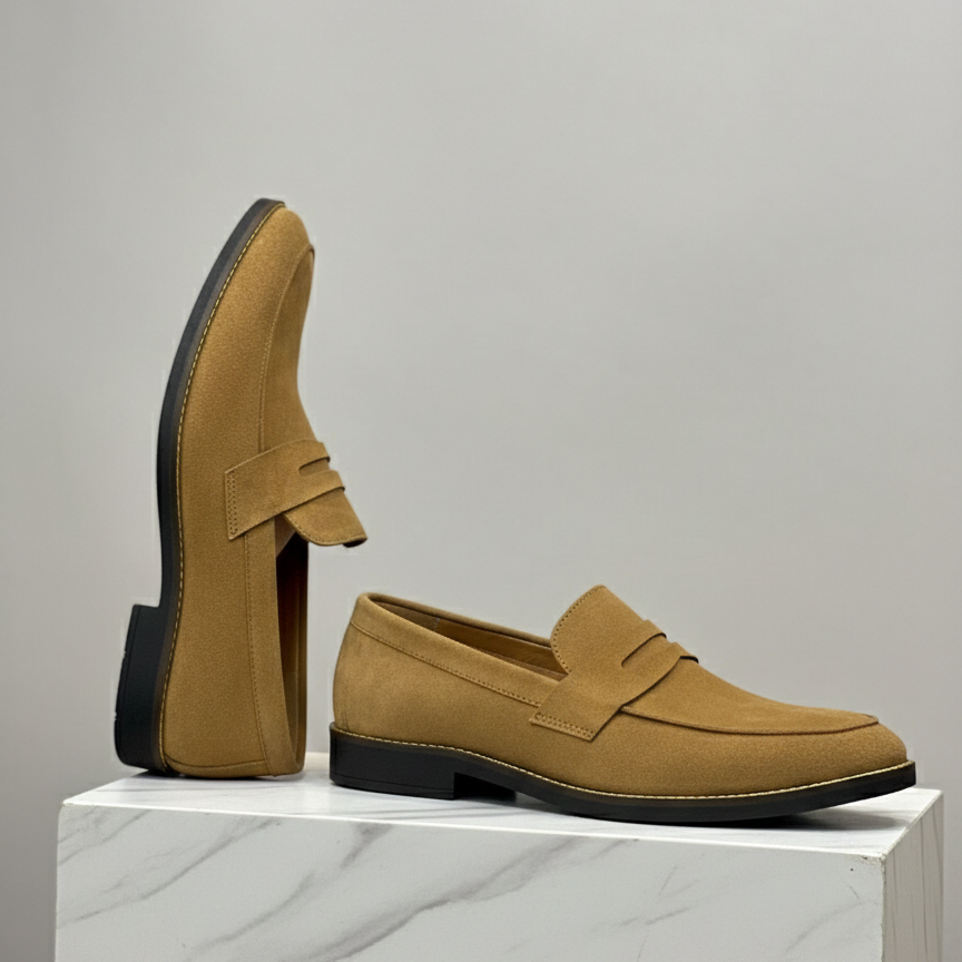 Tan Suede Leather Penny Loafer