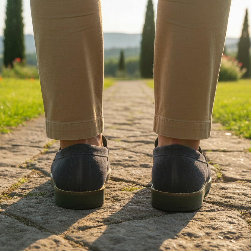 Navy Blue Suede Leather Penny Loafer