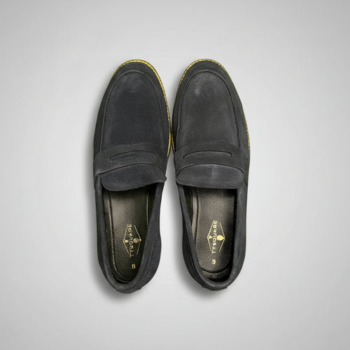 Navy Blue Suede Leather Penny Loafer