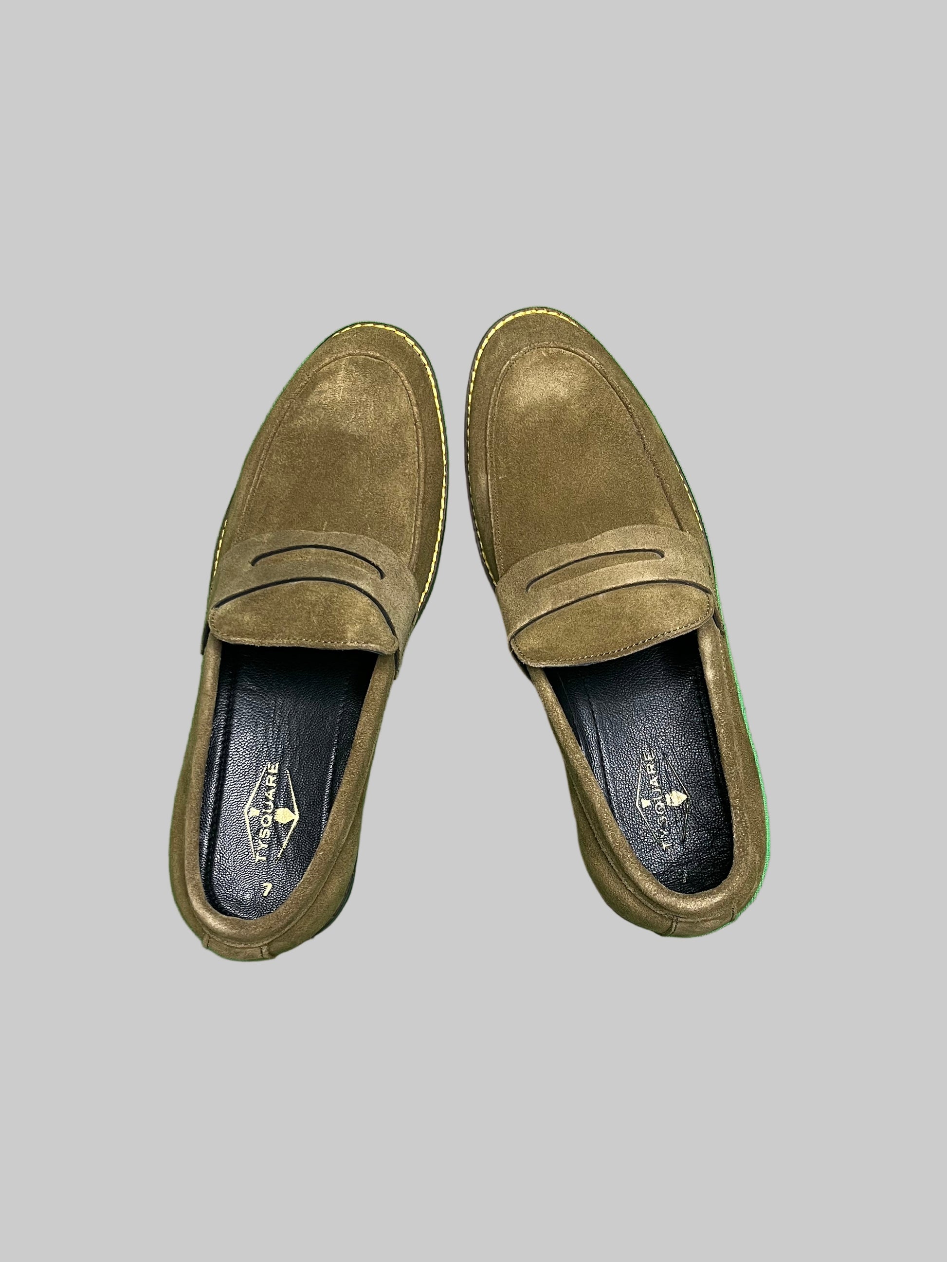 Olive Green Suede Leather Penny Loafer