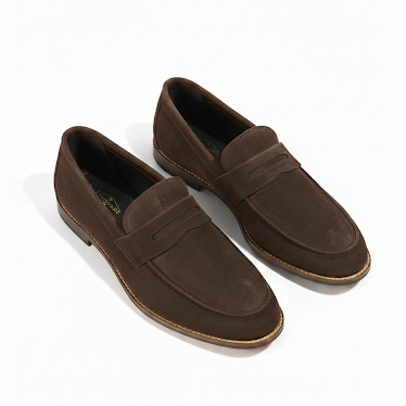 Dark Brown Suede Leather Penny Loafer