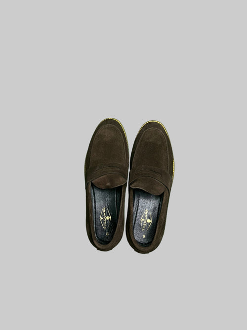 Dark Brown Suede Leather Penny Loafer