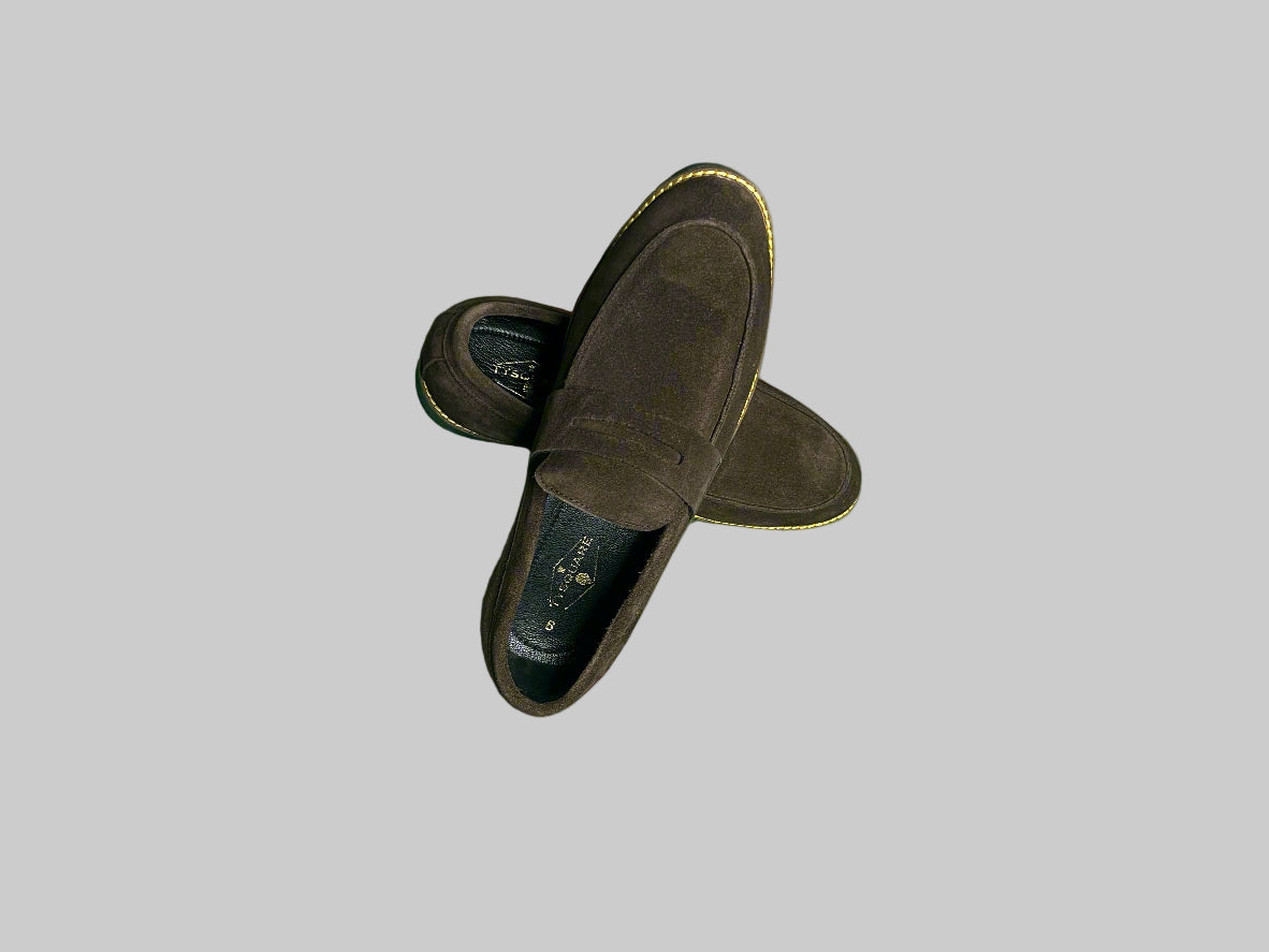 Dark Brown Suede Leather Penny Loafer