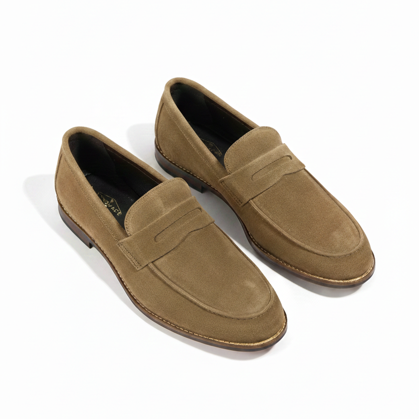 Olive Green Suede Leather Penny Loafer