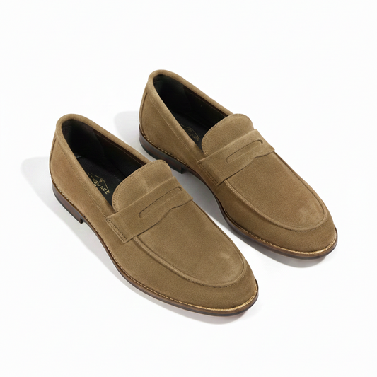 Olive Green Suede Leather Penny Loafer